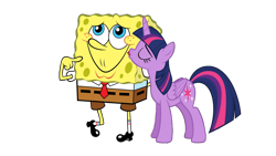 Size: 1280x720 | Tagged: safe, artist:thxfan2022, imported from derpibooru, twilight sparkle, alicorn, pony, crossover, crossover shipping, female, kissing, male, nickelodeon, shipping, smiling, sponge, spongebob squarepants, spongebob squarepants (character), spongetwi, straight, tara strong, this will end in war, tom kenny, twilight sparkle (alicorn)