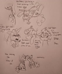 Size: 3120x3700 | Tagged: safe, artist:dsstoner, imported from ponybooru, prince blueblood, screwball, earth pony, pony, unicorn, angst, comic, crying, headcanon, implied discord, siblings, tears of pain