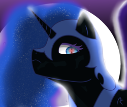 Size: 1280x1080 | Tagged: safe, artist:reinbou, imported from derpibooru, nightmare moon, princess luna, alicorn, pony, looking at you, looking down, looking down at you, moon, night, solo