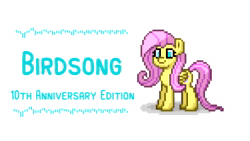 Size: 1920x1080 | Tagged: safe, artist:4everfreebrony, imported from derpibooru, fluttershy, pegasus, pony, animated, music, pixel art, song, webm