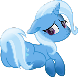 Size: 6021x5975 | Tagged: safe, artist:lincolnbrewsterfan, imported from derpibooru, trixie, pony, unicorn, a horse shoe-in, .svg available, adorable distress, blue, butt, covering, cute, cute face, diatrixes, disappointed, female, floppy ears, frog (hoof), highlights, hoof heart, horn, i'm sorry, inkscape, looking back, looking down, lying down, mare, movie accurate, plot, prone, puppy dog eyes, purple eyes, rear view, sad, sad face, sadness, sadorable, shading, simple background, solo, svg, tail, tail covering, the great and powerful ass, three quarter view, transparent background, two toned hair, two toned mane, two toned tail, underhoof, upside-down hoof heart, vector, wand