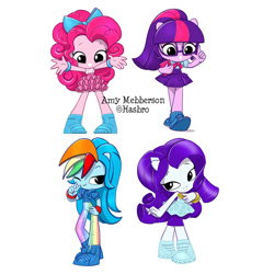 Size: 848x848 | Tagged: safe, artist:amy mebberson, imported from twibooru, pinkie pie, rainbow dash, rarity, sci-twi, twilight sparkle, equestria girls, equestria girls series, concept art, doll, equestria girls minis, hasbro, image, needs more jpeg, official, simple background, toy, ultra minis, white background