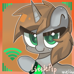 Size: 2048x2048 | Tagged: safe, artist:weiling, imported from derpibooru, oc, oc:littlepip, pony, unicorn, fallout equestria, bust, cute, female, mare, raised hoof, simple background, solo