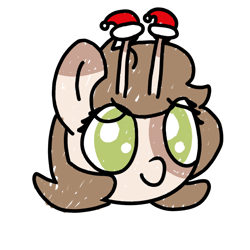 Size: 1000x1000 | Tagged: safe, artist:theunidentifiedchangeling, imported from derpibooru, oc, oc only, oc:cotton rancher, original species, snail, snail pony, bust, christmas, hat, portrait, santa hat, simple background, smiling, solo, transparent background