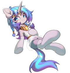 Size: 1229x1283 | Tagged: safe, artist:starbow, imported from derpibooru, oc, oc only, oc:cork, pony, unicorn, belly, blue eyes, clothes, cute, egyptian, horn, long mane, simple background, skirt, solo, stockings, thigh highs, transparent background, unicorn oc