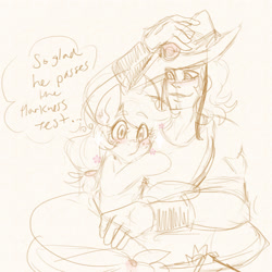 Size: 1754x1756 | Tagged: safe, artist:mimiporcellini, imported from derpibooru, applejack, crossover, crossover shipping, doodle, hol horse, holjack, interspecies, shipping, wip