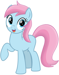 Size: 2329x2953 | Tagged: safe, artist:tankman, imported from derpibooru, oc, oc only, oc:water lilly, earth pony, pony, beautiful, blue body, blue eyes, blue skin, catchlights, eye reflection, female, looking at you, mare, movie accurate, open mouth, pink mane, pink tail, raised hoof, reflection, simple background, smiling, solo, tail, transparent background