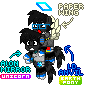 Size: 85x85 | Tagged: safe, edit, imported from derpibooru, oc, oc only, oc:alon mirror, oc:ld anvil, earth pony, pony, unicorn, pony town, animated, artificial wings, augmented, flying, glasses, halo, horn, magic, magic wings, male, male oc, pixel art, simple background, small horn, transparent background, wings