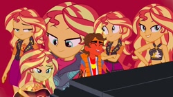 Size: 1280x720 | Tagged: safe, artist:robertsonskywa1, imported from derpibooru, sunset shimmer, equestria girls, crossover, crossover shipping, equestria girls-ified, female, jack black, male, musical instrument, peaches, photo, piano, rodimus, shipping, singing, smiling, super mario bros., the super mario bros. movie, transformers