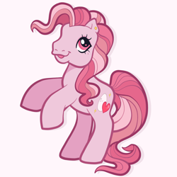 Size: 4500x4500 | Tagged: safe, artist:pilesofmiles, imported from derpibooru, oc, oc only, earth pony, pony, cute, earth pony oc, g3, generation leap, multicolored hair, multicolored mane, multicolored tail, ocbetes, pink background, simple background, solo, tail