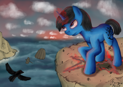 Size: 2480x1754 | Tagged: safe, artist:frozentear7, imported from derpibooru, oc, oc only, bird, pony, unicorn, fanfic:stairway to equestria, boat, solo, water