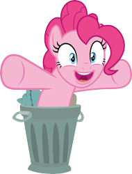 Size: 3000x3950 | Tagged: safe, artist:cloudy glow, imported from derpibooru, pinkie pie, earth pony, pony, horse play, .ai available, female, mare, simple background, solo, transparent background, trash can, vector