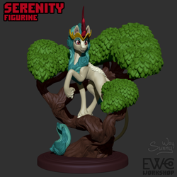 Size: 1600x1600 | Tagged: safe, artist:sunny way, imported from derpibooru, rain shine, kirin, pony, 3d, art, artwork, concave belly, craft, crown, digital art, female, figurine, gray background, horn, jewelry, leonine tail, long tail, mare, muscles, quadrupedal, queen rain shine, raised hoof, regalia, ribs, sculpture, simple background, slim, smiling, statue, sternocleidomastoid, tail, tall, thin, tree, zbrush