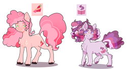 Size: 1280x702 | Tagged: safe, artist:astrodrveams, imported from derpibooru, oc, oc only, oc:strawberry cheesecake cuppa, unnamed oc, earth pony, pony, chest fluff, colt, duo, female, foal, glasses, male, offspring, parent:cheese sandwich, parent:pinkie pie, parents:cheesepie, siblings, simple background, trans female, transgender, transparent background