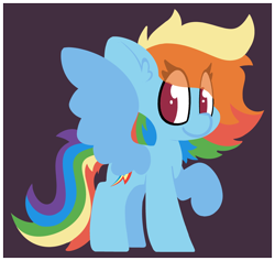 Size: 3750x3550 | Tagged: safe, artist:moonydusk, imported from derpibooru, rainbow dash, pegasus, eye clipping through hair, female, mare, raised hoof, simple background, solo, spread wings, wings