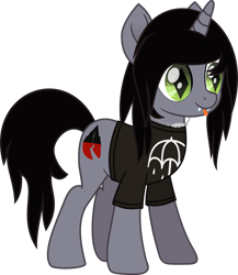 Size: 913x1052 | Tagged: safe, artist:lightningbolt, derpibooru exclusive, imported from derpibooru, pony, unicorn, .svg available, clothes, colored pupils, disguise, disguised siren, fangs, horn, jewelry, kellin quinn, male, movie accurate, necklace, ponified, shirt, simple background, sleeping with sirens, slit pupils, solo, stallion, standing, svg, t-shirt, tongue out, transparent background, vector