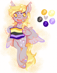 Size: 850x1078 | Tagged: safe, artist:onionpwder, imported from derpibooru, derpy hooves, pegasus, pony, nonbinary, pride flag, solo