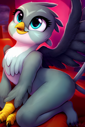 Size: 2048x3072 | Tagged: safe, derpibooru exclusive, imported from derpibooru, prompter:mfg637, gabby, griffon, ai content, ai generated, female, generator:purplesmart.ai, generator:stable diffusion, looking up, solo