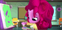 Size: 600x291 | Tagged: safe, imported from derpibooru, photo finish, pinkie pie, sci-twi, twilight sparkle, equestria girls, 3d, animated, beaker, chalkboard, classroom, doll, equestria girls minis, gif, glasses, official, toy