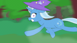 Size: 800x450 | Tagged: safe, artist:vilord, imported from derpibooru, trixie, pony, unicorn, animated, forest, loop, perfect loop, running away, solo