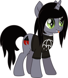 Size: 974x1123 | Tagged: safe, artist:lightningbolt, derpibooru exclusive, imported from derpibooru, pony, unicorn, .svg available, clothes, colored pupils, disguise, disguised siren, fangs, horn, jewelry, kellin quinn, male, movie accurate, necklace, ponified, shirt, simple background, sleeping with sirens, slit pupils, solo, stallion, standing, svg, t-shirt, tongue out, transparent background, vector