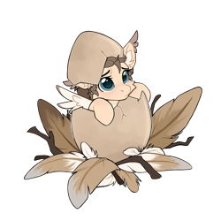 Size: 2048x2048 | Tagged: safe, artist:dorkmark, imported from derpibooru, oc, oc only, oc:dima, pegasus, pony, egg, feather, nest, simple background, solo, stick, transparent background