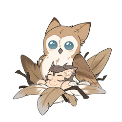 Size: 2048x2048 | Tagged: safe, artist:dorkmark, imported from derpibooru, oc, oc only, oc:dima, bird, owl, pegasus, pony, feather, nest, relaxing, simple background, sleeping, stick, transparent background