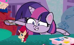 Size: 365x225 | Tagged: safe, imported from derpibooru, screencap, twilight sparkle, alicorn, pony, unicorn, my little pony: pony life, spoiler:pony life s02e06, g4.5, painting, the tiara of truth