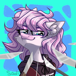Size: 2000x2000 | Tagged: safe, artist:sadi, imported from derpibooru, oc, earth pony, pony, knife, knife cat, solo