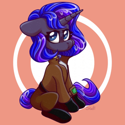 Size: 1500x1500 | Tagged: safe, artist:sadi, imported from derpibooru, princess luna, alicorn, pony, alternate hairstyle, clothes, solo