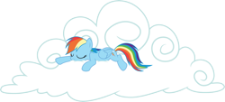 Size: 6612x3000 | Tagged: safe, artist:cloudy glow, imported from derpibooru, rainbow dash, pegasus, pony, griffon the brush off, .ai available, cloud, eyes closed, female, folded wings, mare, on a cloud, simple background, sleeping, solo, transparent background, vector, wings