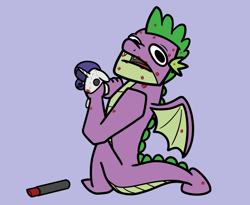 Size: 2048x1680 | Tagged: safe, artist:ewoudcponies, imported from derpibooru, rarity, spike, dragon, kiss mark, lipstick, male, older, older spike, plushie, simple background