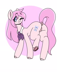 Size: 1638x2048 | Tagged: safe, artist:dub_doodles, imported from derpibooru, oc, oc only, oc:kayla, pony, butt, dock, featureless crotch, female, mare, plot, simple background, smiling, solo, tail, white background