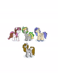 Size: 1638x2048 | Tagged: safe, artist:dub_doodles, imported from derpibooru, oc, earth pony, pegasus, unicorn, earth pony oc, oc x oc x oc, simple background, white background