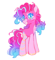 Size: 1105x1211 | Tagged: safe, artist:onionpwder, imported from derpibooru, pinkie pie, earth pony, pony, alternate design, alternate universe, colored hooves, multicolored mane, multicolored tail, ponytail, simple background, solo, tail, white background