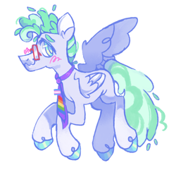 Size: 1280x1232 | Tagged: safe, artist:onionpwder, imported from derpibooru, feather flatterfly, pegasus, pony, glasses, male, necktie, pride, pride flag, rainbow colors, simple background, solo, trans male, transgender, transgender pride flag, white background