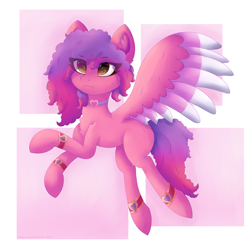 Size: 3500x3500 | Tagged: safe, artist:gaffy, imported from derpibooru, pegasus, pony, spoiler:bridlewoodstock, spoiler:my little pony: make your mark chapter 4, choker, colored wings, eye clipping through hair, g5, multicolored wings, my little pony: make your mark, my little pony: make your mark chapter 4, ruby jubilee, solo, wings