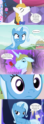 Size: 1280x3600 | Tagged: safe, edit, edited screencap, imported from derpibooru, screencap, prince blueblood, trixie, unicorn, all bottled up, magic duel, student counsel, the best night ever, angry, bedroom eyes, bluetrix, female, flirting, flower, implied kissing, male, mare, rose, shipping, speech bubble, stallion, straight