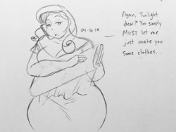 Size: 1280x965 | Tagged: safe, artist:canterlard, imported from derpibooru, rarity, human, doodle, female, humanized, implied twilight sparkle, monochrome, solo, traditional art, wide hips