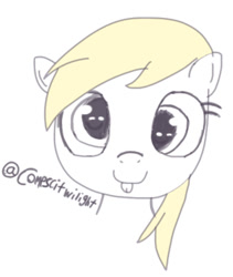Size: 817x969 | Tagged: safe, artist:compscitwilight, imported from derpibooru, derpy hooves, pegasus, pony, :p, cute, simple background, sketch, solo, tongue out, white background