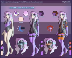 Size: 2500x2000 | Tagged: safe, artist:devillustart, imported from derpibooru, oc, oc:iron glamour, human, equestria girls, clothes, female, fireheart76's latex suit design, gloves, humanized, humanized oc, latex, latex boots, latex gloves, latex suit, prisoners of the moon, reference sheet, rubber, rubber suit, solo