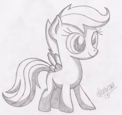 Size: 1746x1647 | Tagged: safe, artist:rhythm-is-best-pony, imported from derpibooru, scootaloo, pegasus, pony, grayscale, monochrome, old art, solo, traditional art