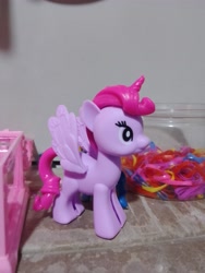 Size: 3120x4160 | Tagged: safe, imported from ponybooru, oc, oc only, alicorn, pony, irl, photo, pink mane, rubber band, toy