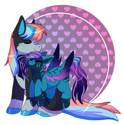 Size: 2305x2317 | Tagged: safe, artist:spoonfulofsuga, imported from derpibooru, oc, oc only, oc:borealis, oc:mr. focker, earth pony, pegasus, pony, duo, oc x oc, shipping, simple background, size difference, transparent background