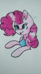 Size: 728x1296 | Tagged: safe, artist:mynameislele, imported from derpibooru, pinkie pie, anthro, earth pony, :p, arm hooves, female, solo, tongue out, traditional art