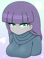 Size: 1668x2224 | Tagged: safe, artist:batipin, imported from derpibooru, maud pie, equestria girls, breasts, bust, busty maud pie, female, looking at you, solo