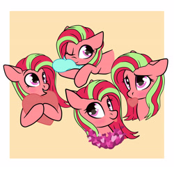 Size: 4000x3900 | Tagged: safe, artist:chip16, imported from derpibooru, oc, oc only, oc:feather nib, pegasus, collage, female, heart, mare, pegasus oc, pillow, simple background, tongue out, two toned mane