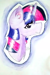 Size: 1386x2070 | Tagged: safe, artist:mynameislele, imported from derpibooru, twilight sparkle, pony, ambiguous race, bust, profile, solo, traditional art