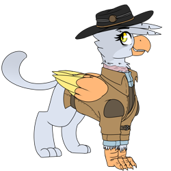 Size: 2000x2000 | Tagged: safe, alternate version, artist:coatieyay, imported from derpibooru, oc, oc:dawn rain, griffon, clothes, griffonized, hat, implied hanging, scar, simple background, solo, species swap, transparent background