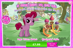 Size: 1958x1297 | Tagged: safe, idw, imported from derpibooru, pony, unicorn, advertisement, bush, colt, costs real money, english, foal, gameloft, horn, idw showified, male, mobile game, my little pony: magic princess, numbers, official, sale, slide, solo, text, unnamed character, unnamed pony